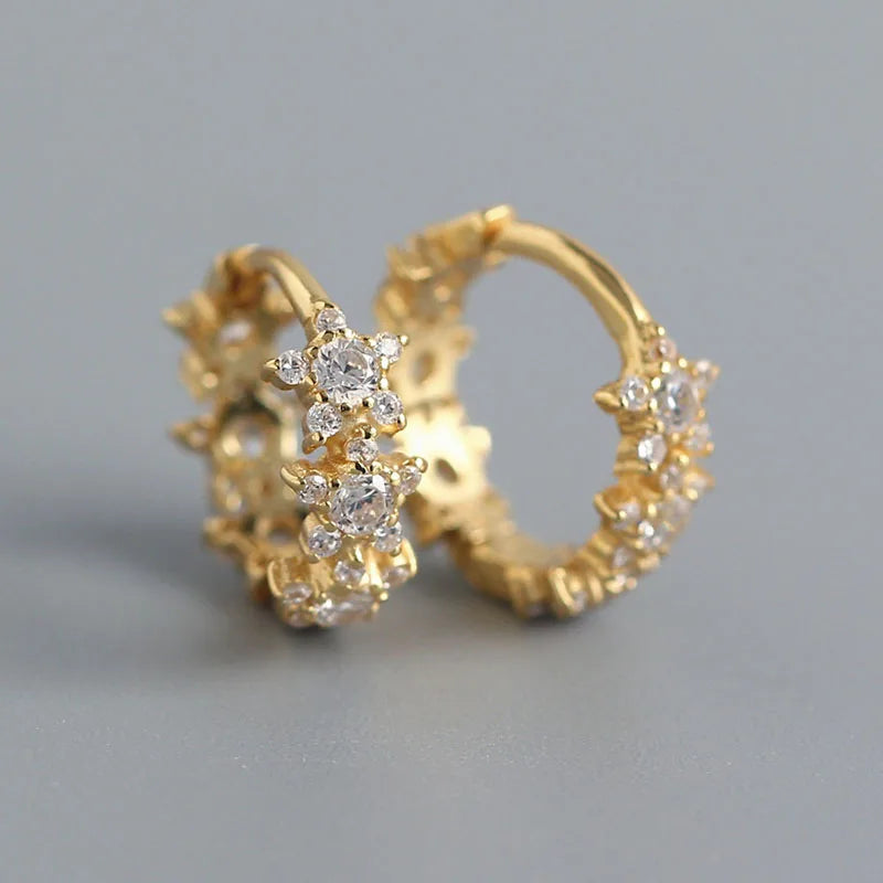 ANENJERY CZ Zircon Circle Hoop Earrings for Women Men Punk Trendy Party Accessories Fa close-up view