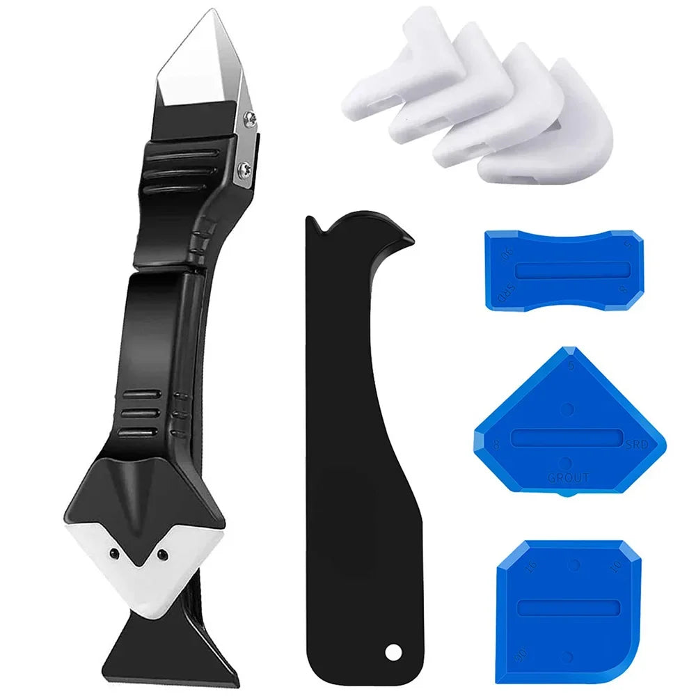 5in1 Silicone Scraper Squeegee Glue Remover Tool Kit | Multifunctional Caulking & G additional angle