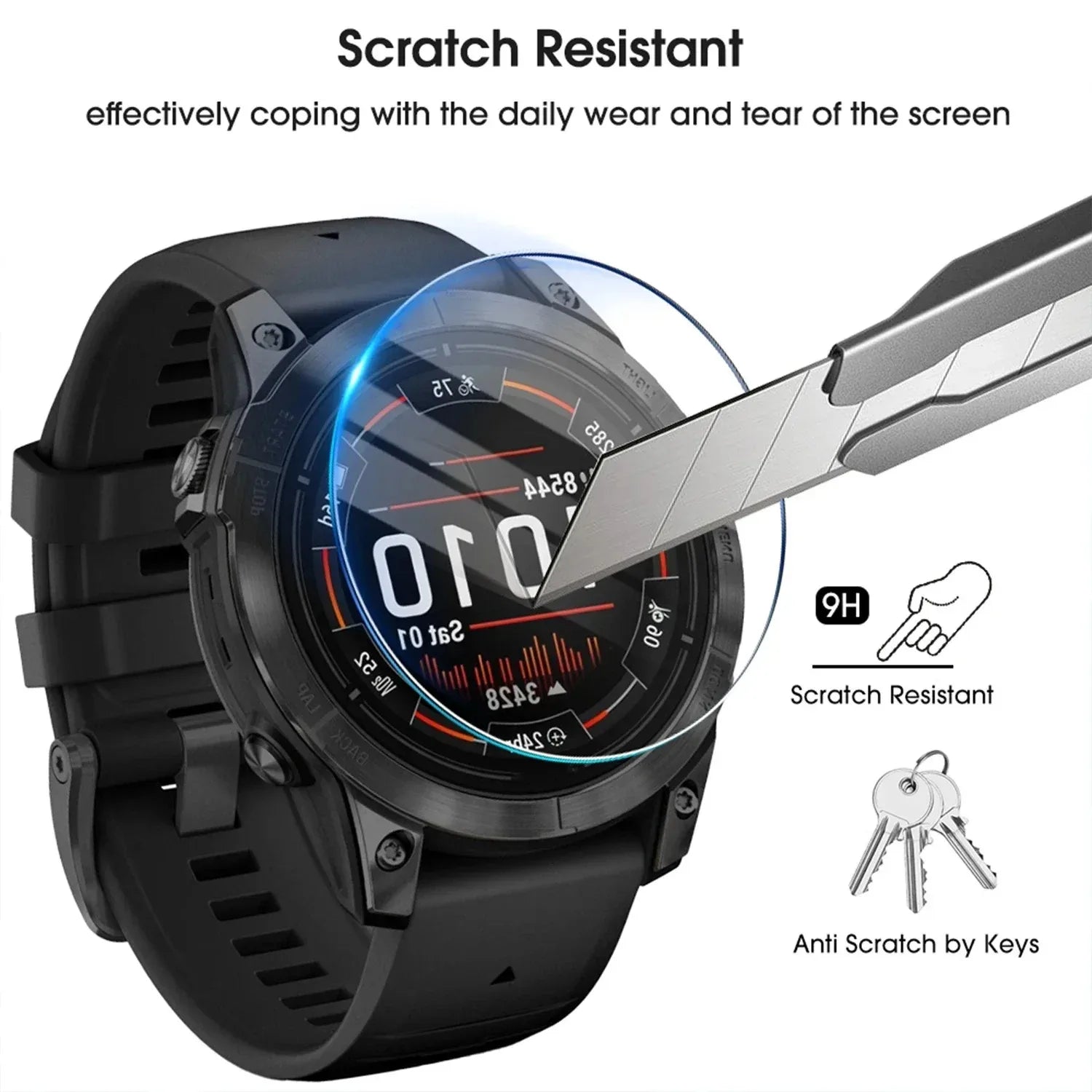 1-2 Pack HD Tempered Glass For Garmin Fenix 8 43MM 47MM 51MM 9H Anti-scratch Easy To Install Protective Film Screen Protector