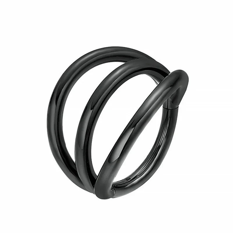 1PC Surgical Steel Nose Rings Septum Hoop Three Layers Nostril Piercing Jewelry 16G T alternate view
