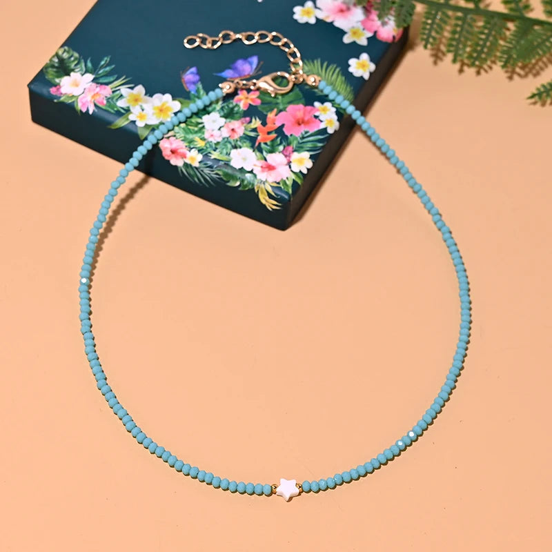 Shell Star Crystal Choker Necklace | Trendy Summer Jewelry for Women lifestyle view