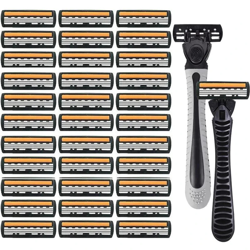 3-Layer Shaver Sack Premium Stainless Steel Safety Razor with Replaceable Blades - Smooth and Comfortable Shave for Men and Wome