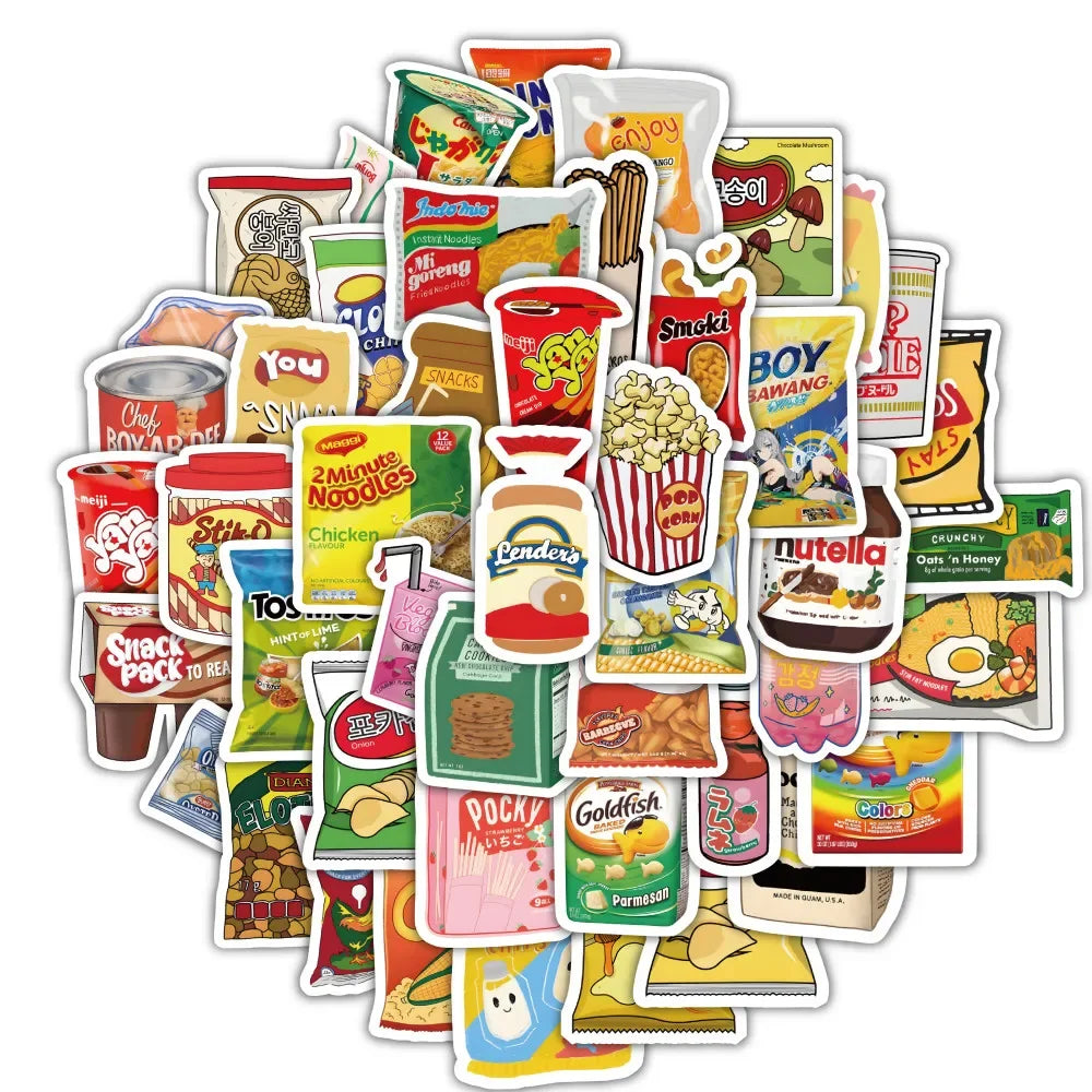 59PCS Classic Snacks Graffiti Stickers | Waterproof Decals for Laptop Skateboard Bicycle detail view