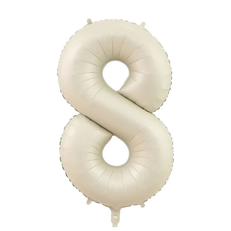 Cream Foil Number Balloons 1-9 Set | Large Digital Birthday Party Decor additional angle