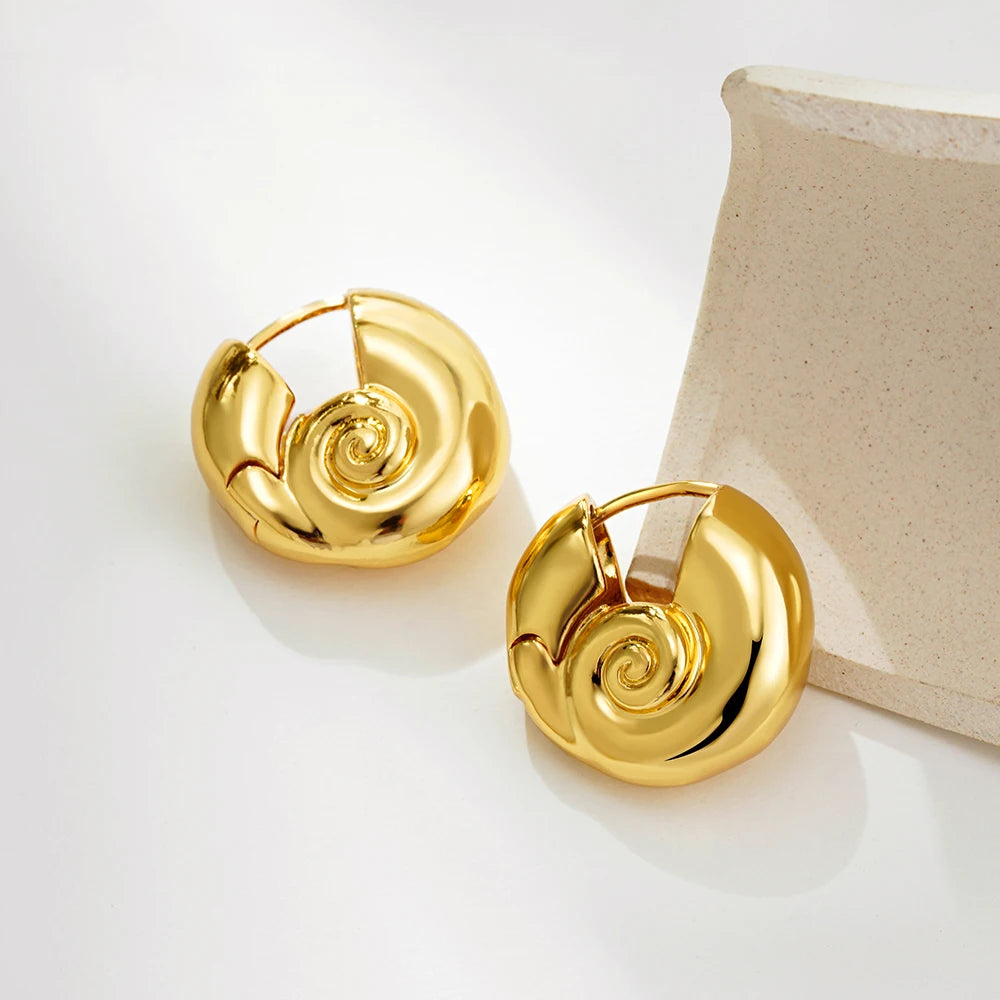 Vintage Gold Snail Shell Drop Earrings | CZ Zircon Beach Jewelry for Women additional angle