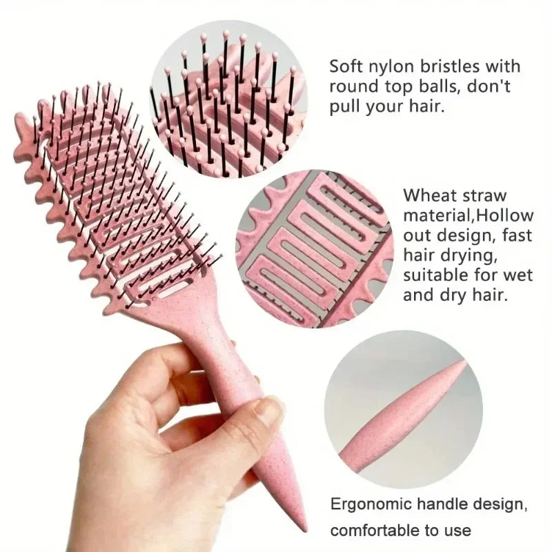 Curl Define Styling Brush Hollow Out Detangling Comb For Wet Dry Curly Hair Shaping B lifestyle view