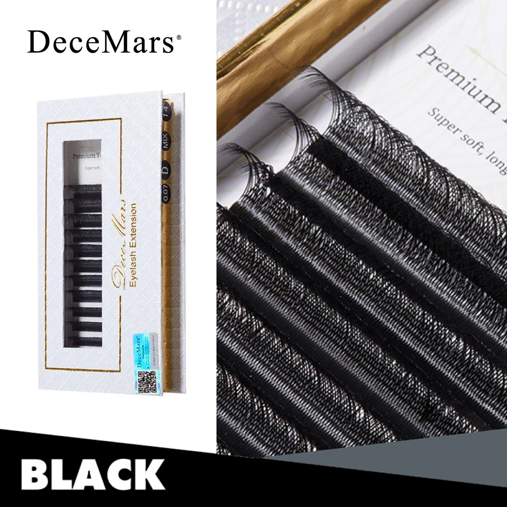 DeceMars YY Shape Black Brown Eyelashes Extensions | Two Tip Lashes C/D Curl detail view