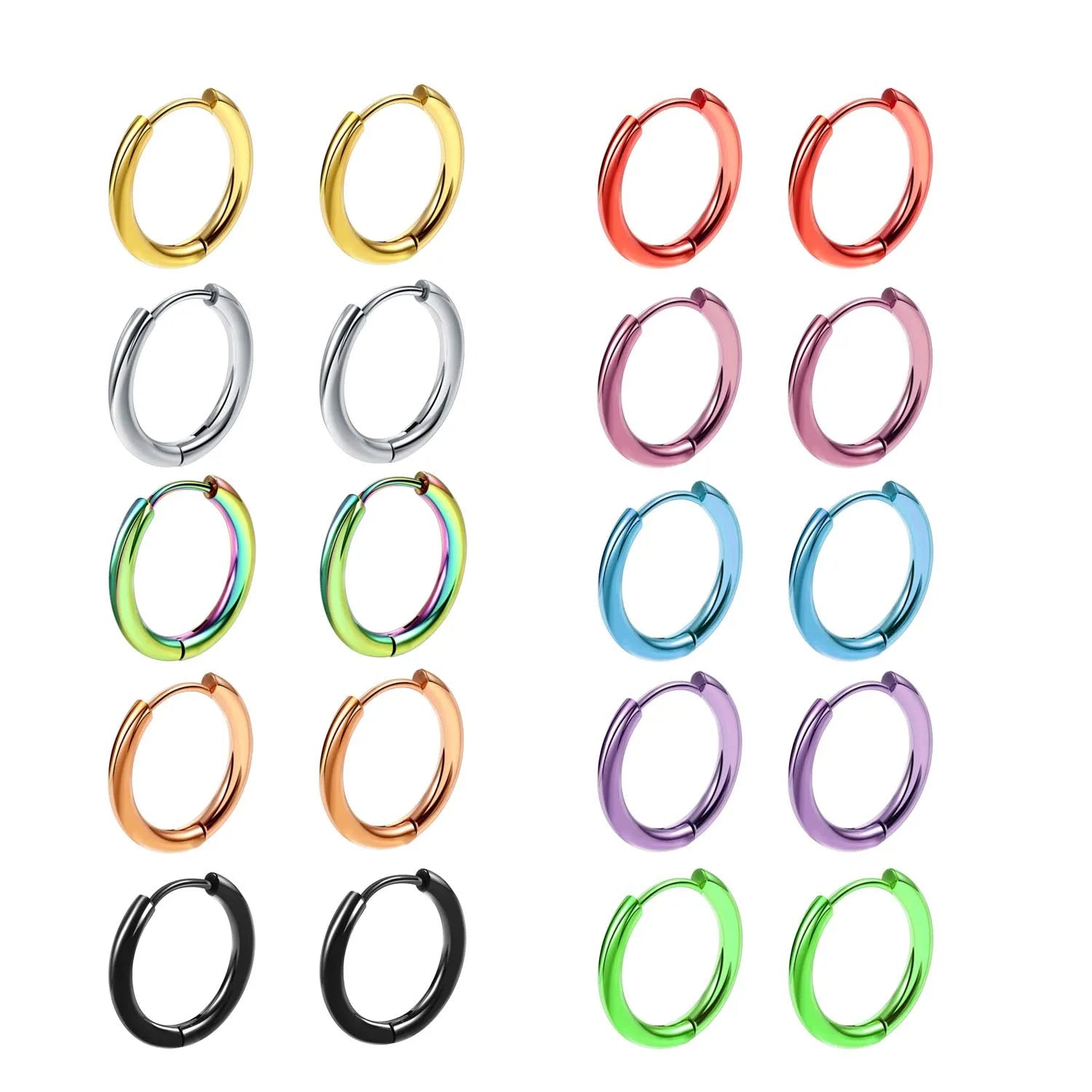 Stainless Steel Huggie Hoop Earrings | Unisex Cartilage Helix Tragus Jewelry additional angle
