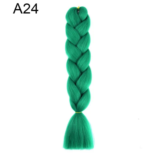 24Inch Synthetic Yaki Braids Hair Ombre Braiding Hair Jumbo Braid DIY Green Hair Ex additional angle