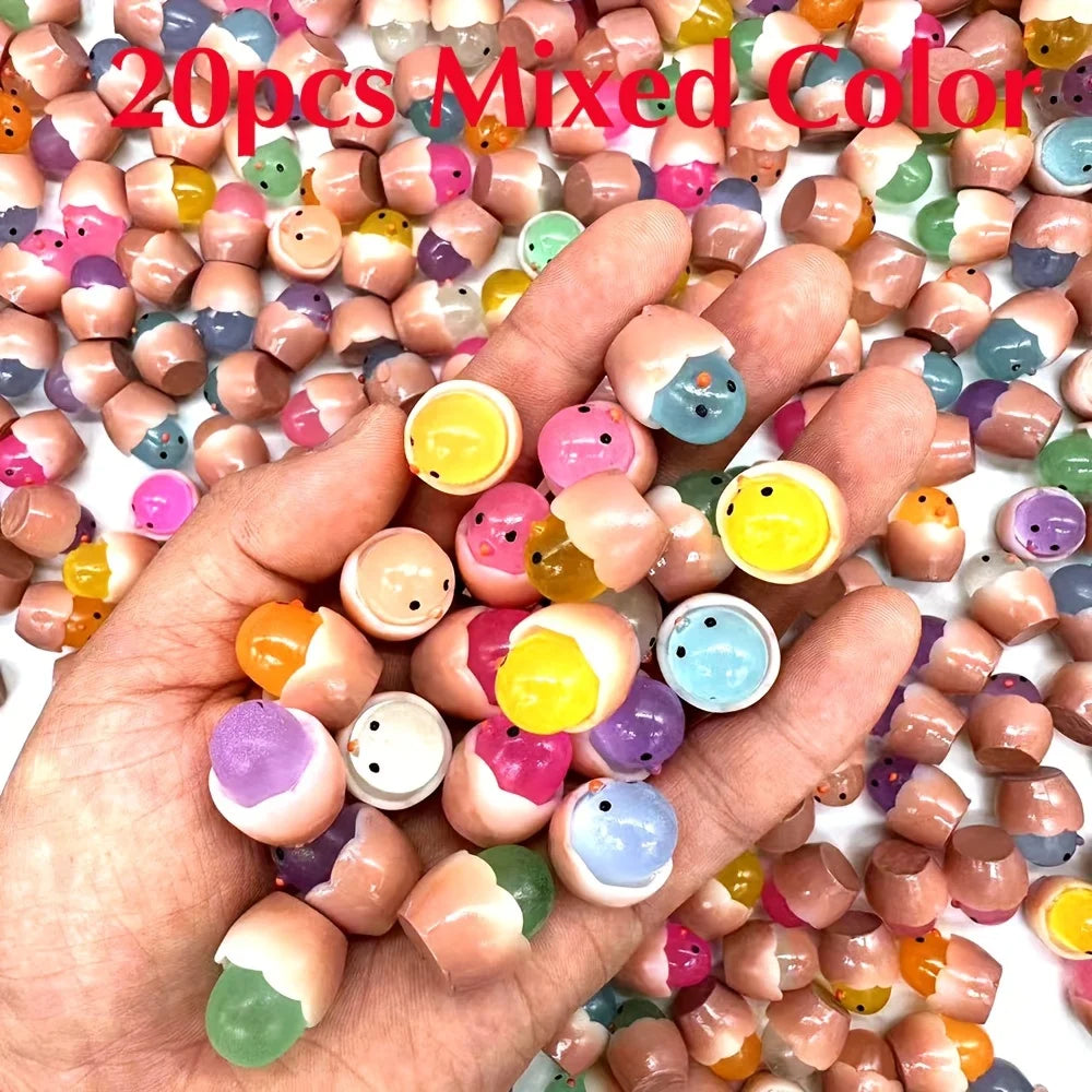 Luminous Cute Eggshell Chick Play House Toy Egg White Resin Car Decoration Diy Jewelry A detail view