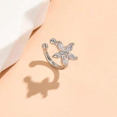 Exquisite Zircon Flower Ear Clip for Women Girls Luxury Shiny Crystal Non Piercing Ear B detail view