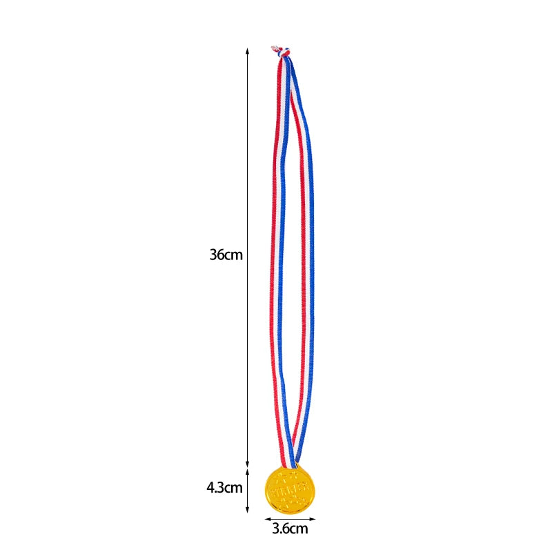 10/20Pcs Plastic Gold Winner Award Medals Kids Birthday Party Favors Sports Game Prize close-up view