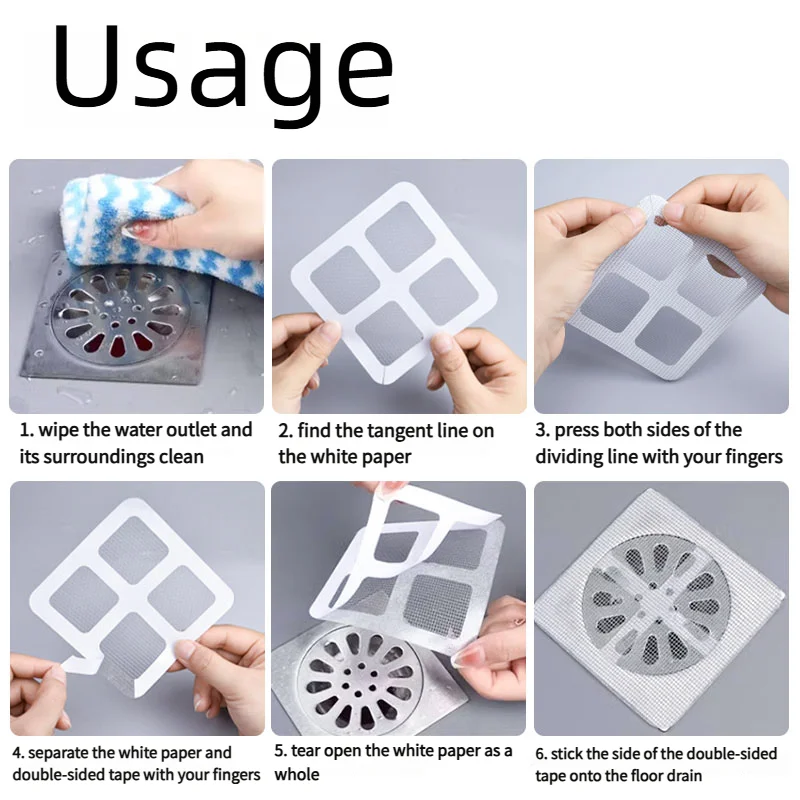 Floor Drain Sticker, Insect-proof Self-adhesive Bathroom Hair Filter Net, Sewer Filter, detail view