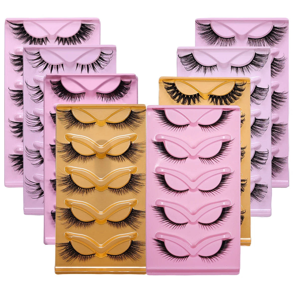 5 Pairs Cat Eye False Eyelashes Eye End Lengthening Long Curling Thick Fluffy All-match Comfortable Fake False Eyelashes