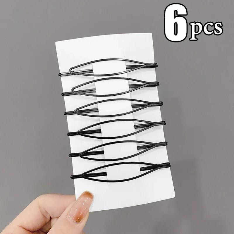 3/12Pcs Black Hair Clips Bobby Pins Wavy Fashion Hairpins Metal Barrettes Invisible additional angle
