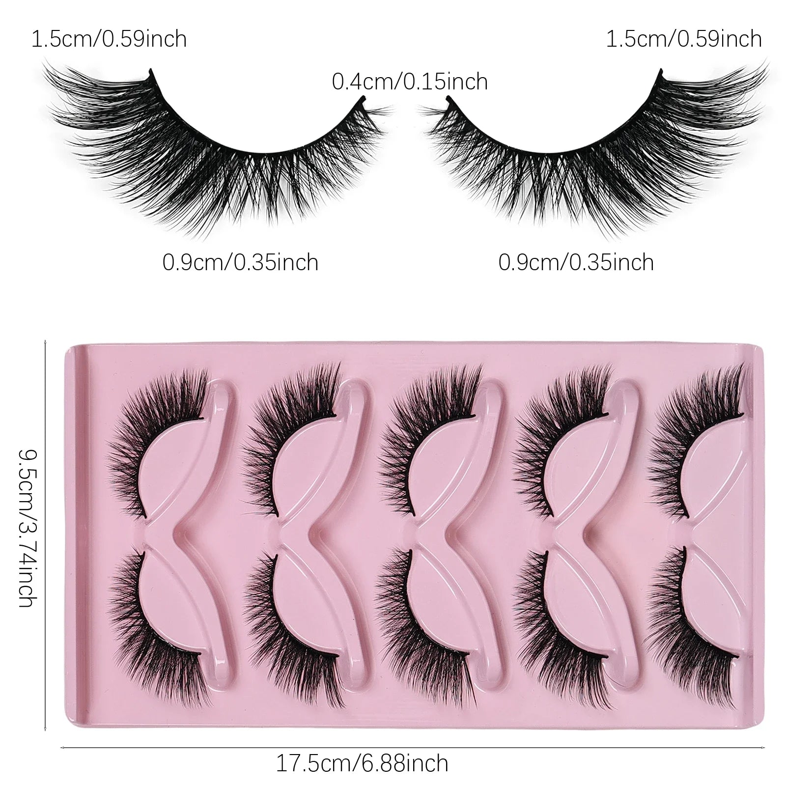 5 Pairs Cat Eye Lashes Wispy Fake Lashes | Fluffy Winged False Eyelashes close-up view