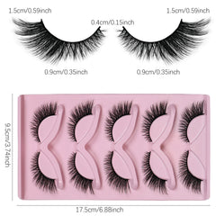 5 Pairs Cat Eye Lashes Wispy Fake Lashes | Fluffy Winged False Eyelashes close-up view
