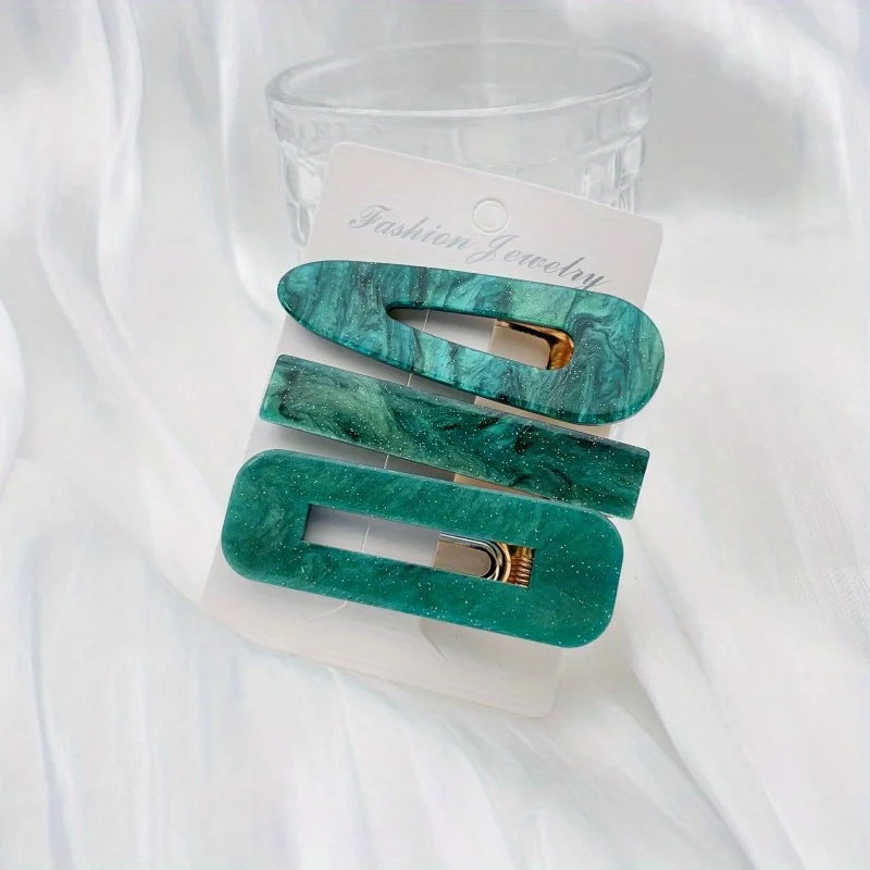 3pcs/set Acetate Hollow Water Drop Long Strip Hairpin Simple Duck Beak Clip Broken additional angle