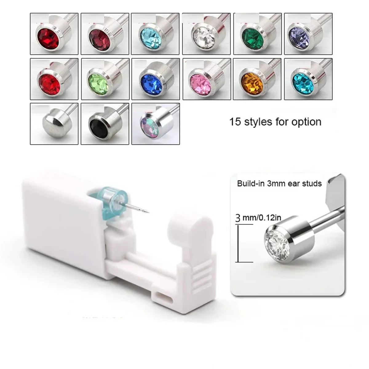 EVISPOL 1Pc Cartilage Tragus Helix Piercing Gun Disposable Sterile Ear Piercing Kit No Pain Piercer