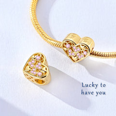 925 Sterling Silver Gold Zircon Irregular Bracelet Charm Bead close-up view