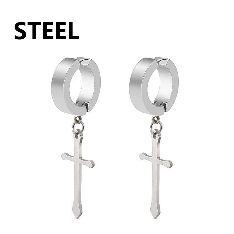 1/6 pairs No Piercing Earrings Titanium Steel Clip-on Fake Earring Round Ear Clip For close-up view