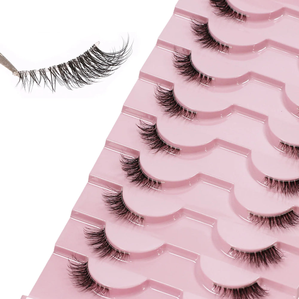 Wispy Half Eyelashes 10mm Natural Cat Eye Look | 20 Pairs DIY Strip Lashes additional angle