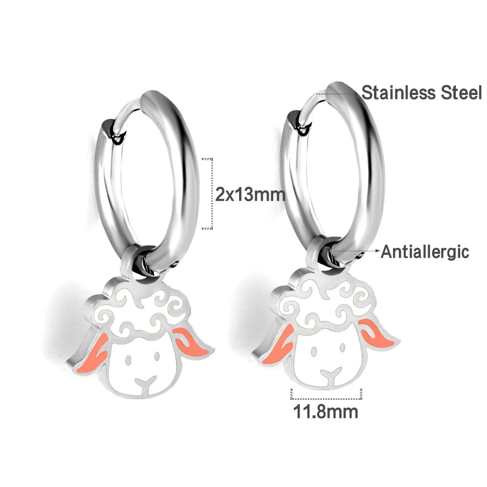 LUXUSTEEL Golden Animal style Women's Hoop Earrings Stainless Steel Earring Panda Din alternate view