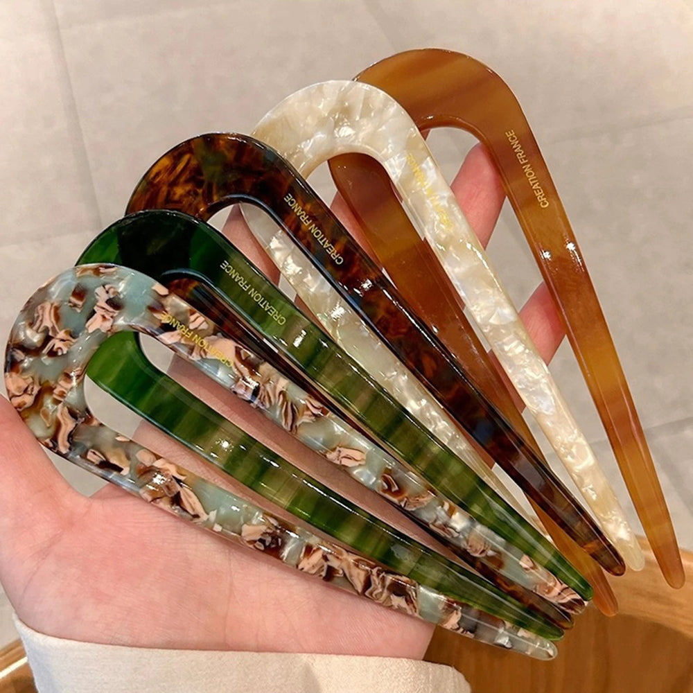 U-shaped Female Hairpin Mineral Patterned Meatballs Hairpin Vintage Chinese close-up view