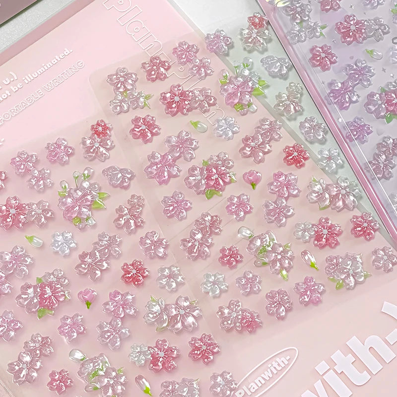 Korean Import Original NEKONI Sakura Cherry Blossom Pink 3D Relief Stickers Scrapbooking Diy Journal Cute Stationery Sticker