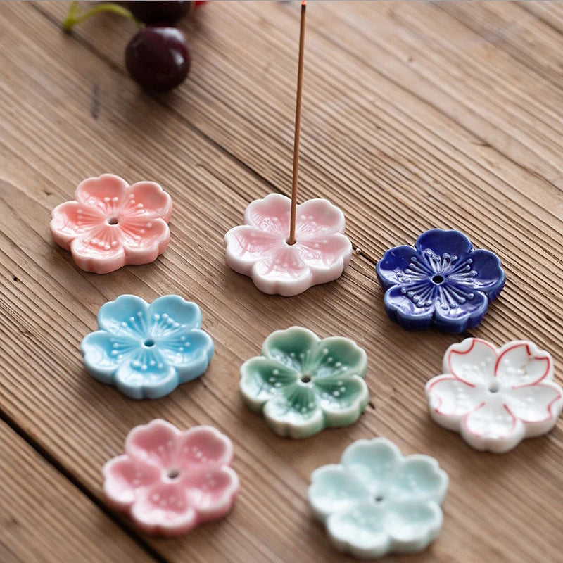 Ceramic Cherry Blossom Incense Holder | Aromatherapy Burner for Home & Office alternate view