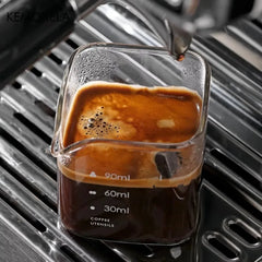Square Measuring Pitcher Single Spout 90/120ML Clear High Borosilicate Glass Milk Cup Espresso Home