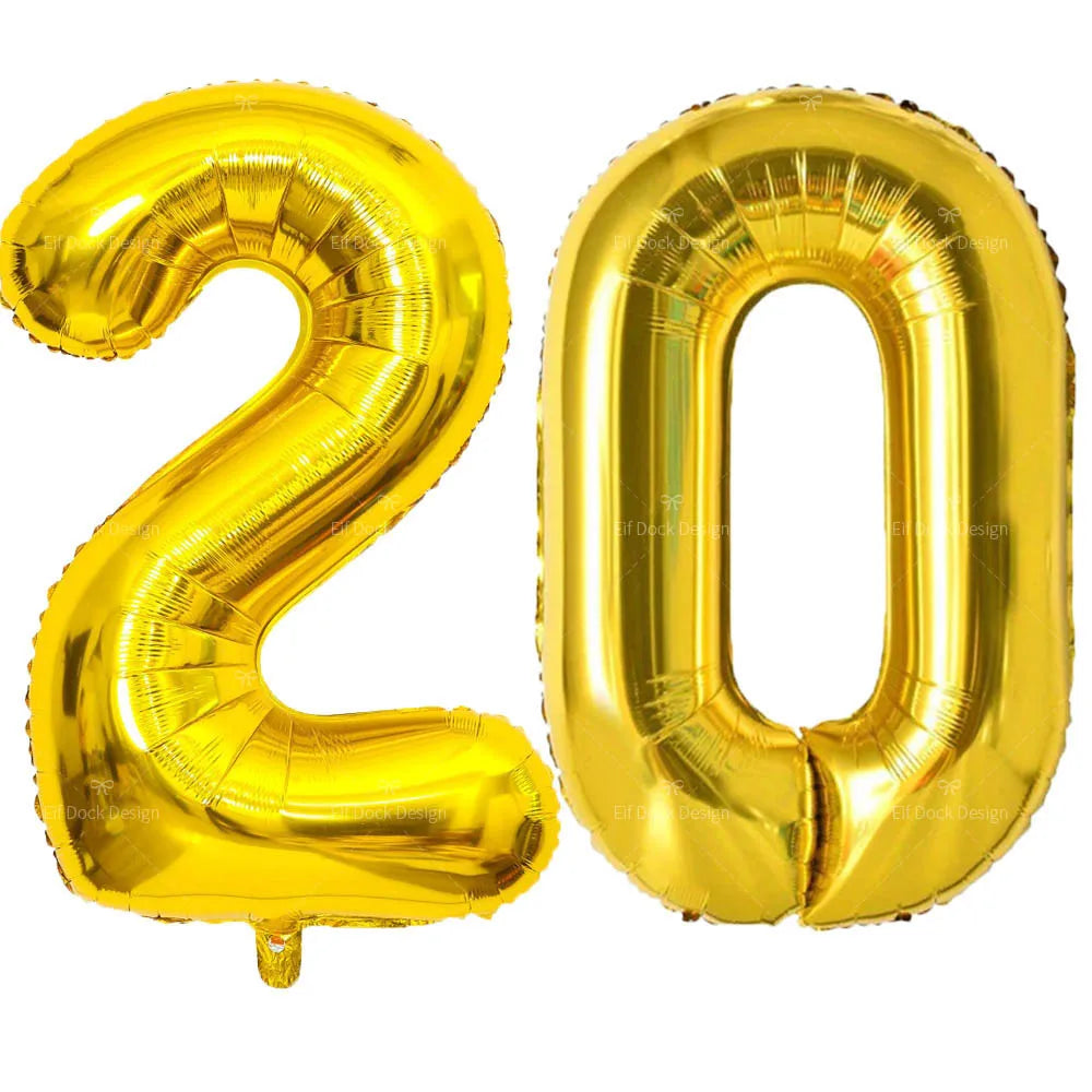 Gold Number Balloons for Milestone Birthdays | Large 40 Inch Foil Set close-up view