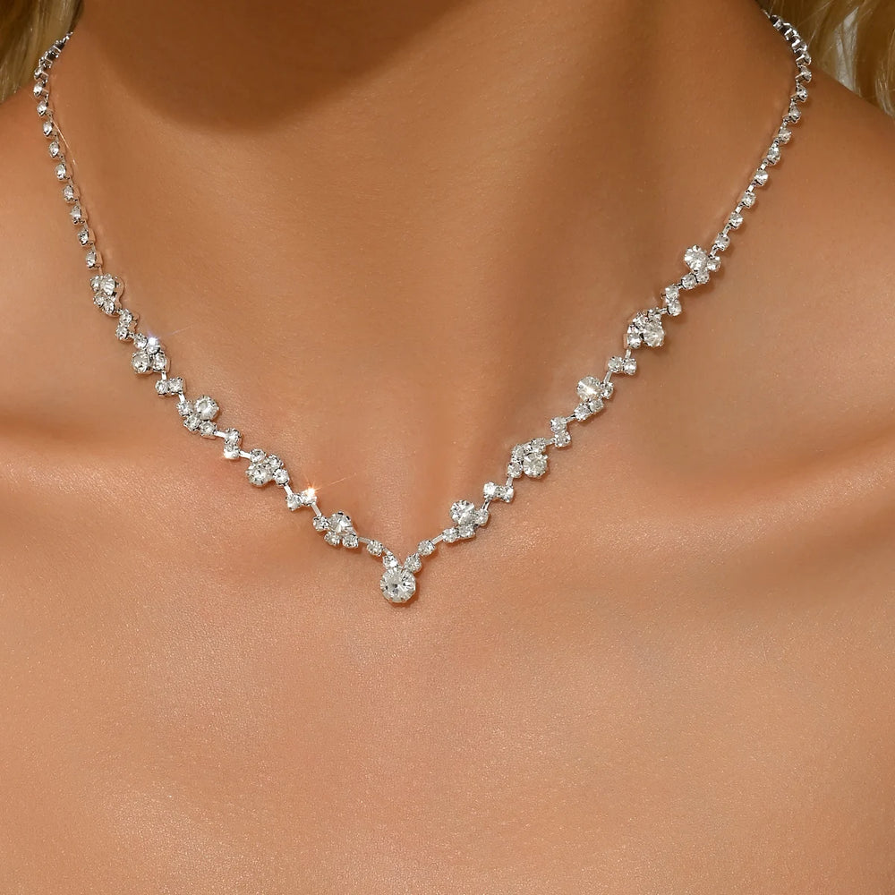 Simple and exquisite full diamond necklace jewelry hot selling necklace full diamon additional angle
