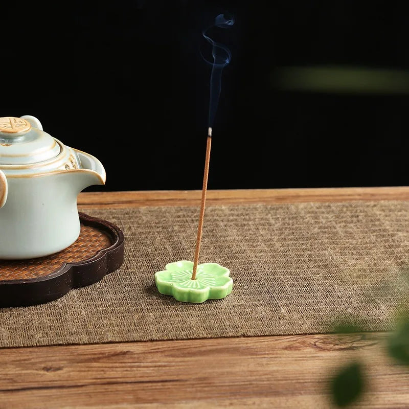 Ceramic Cherry Blossom Incense Holder | Aromatherapy Burner for Home & Office close-up view