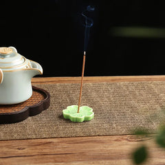 Ceramic Cherry Blossom Incense Holder | Aromatherapy Burner for Home & Office close-up view