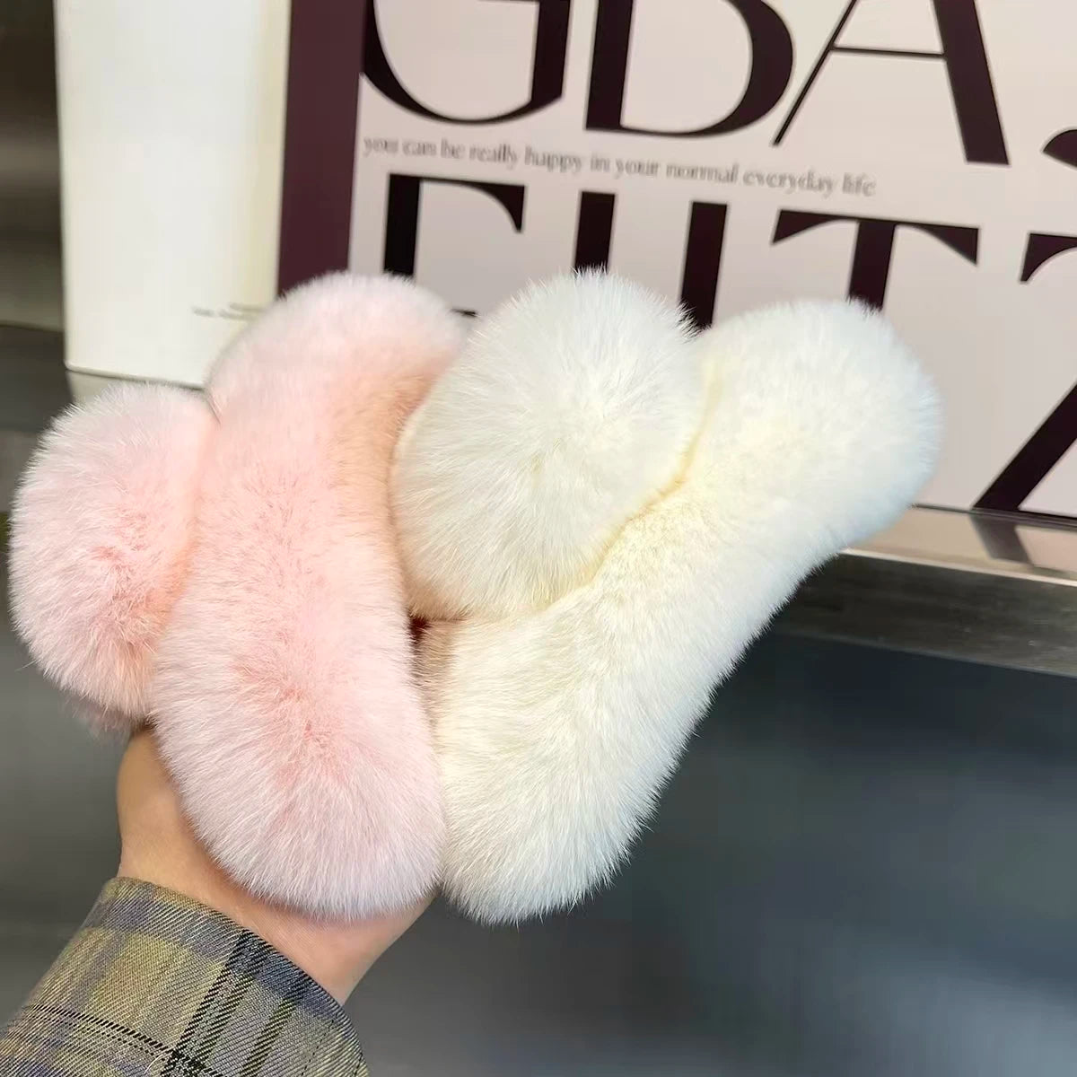 Plush Hair Clip, Cotton, 2 Pcs