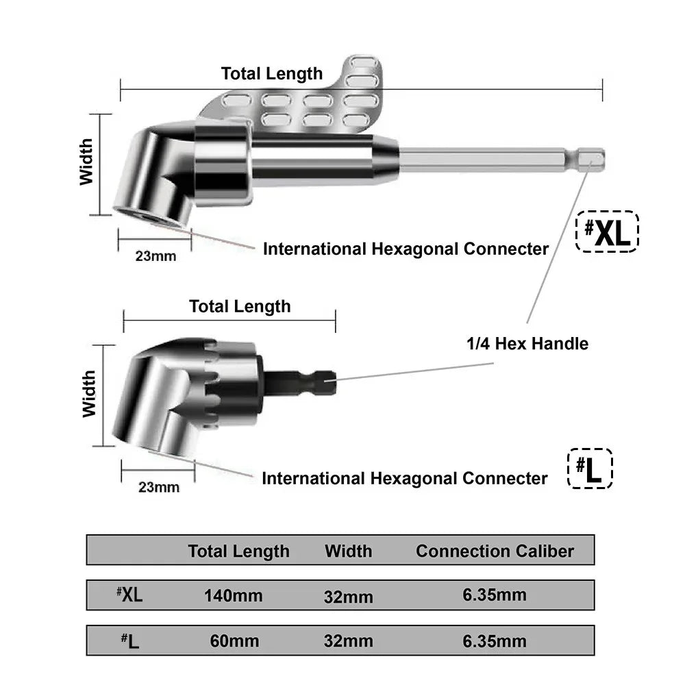 105 Degree Angle Screwdriver Bit Holder Extension | STONEGO close-up view