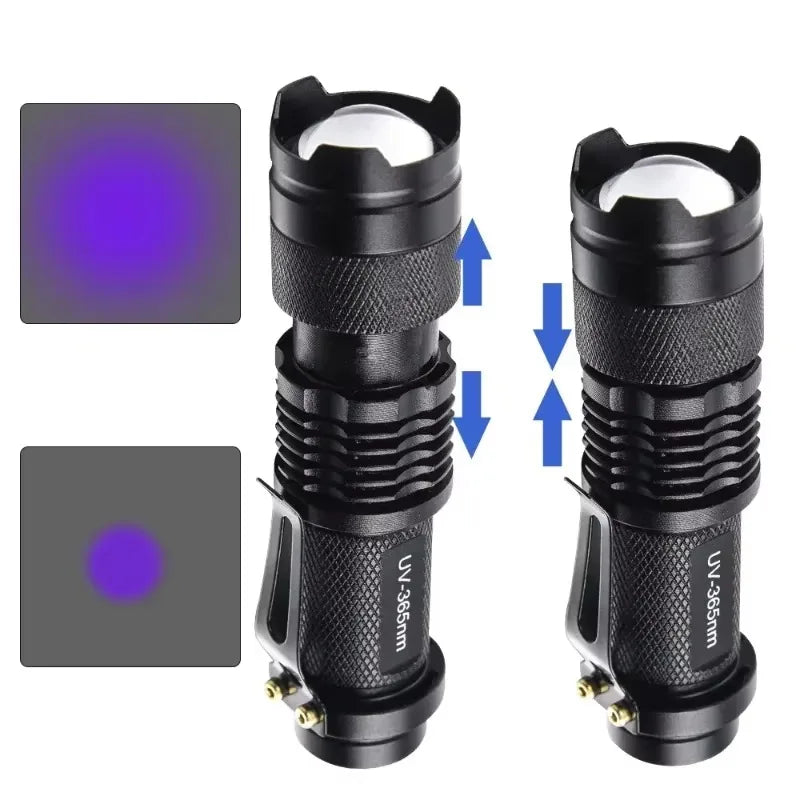 UV LED Flashlight Portable Blacklight | 365/395nm Dual Wavelength Pet Urine Detecto additional angle