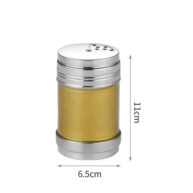 Stainless Steel Spice Jar | Rotating Cover Salt and Pepper Shaker for Barbecue and Kit close-up view