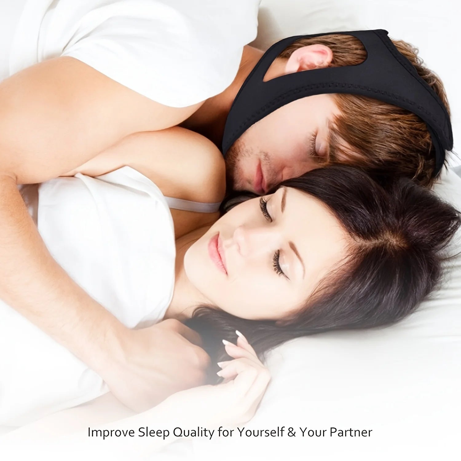 Neoprene Anti Snoring Chin Strap | Stop Snoring Jaw Belt Sleep Aid close-up view