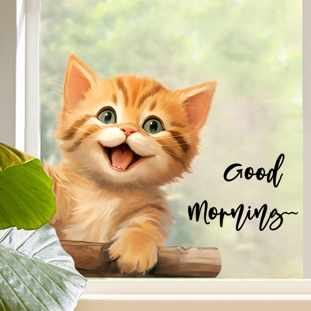 Cute Cat Wall Stickers | Peel and Stick Kitten Decals for Home Decor close-up view