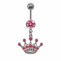 Sweet Butterfly Crown Heart Drop Belly Button Pink White Crystal Stone Hellokitty Dan alternate view