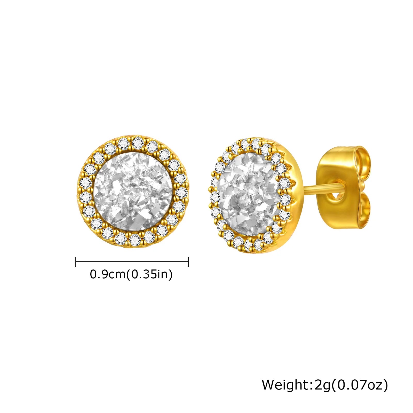 Hip Hop Broken Zircon Stud Earrings for Men Boys,Anti Allergy Round Small Metal Earrings detail view