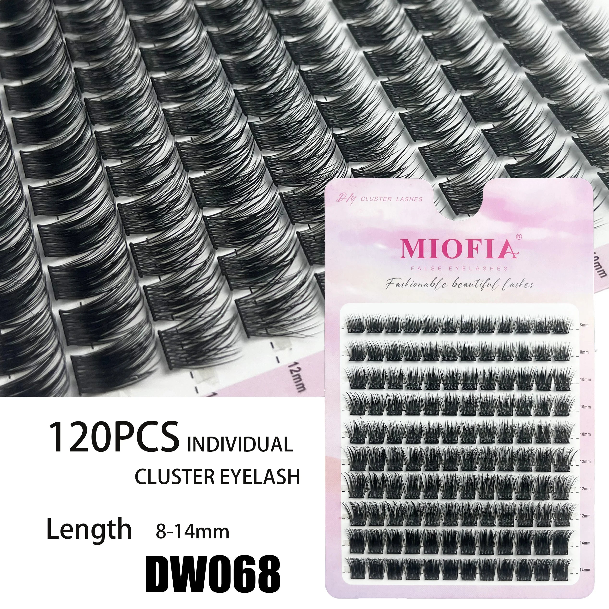 MIOFIA DIY Eyelash Clusters Fluffy Natural Anime Lashes 8-14mm Mixed Length Large capacity 3D Russian Volume Eyelash Extension