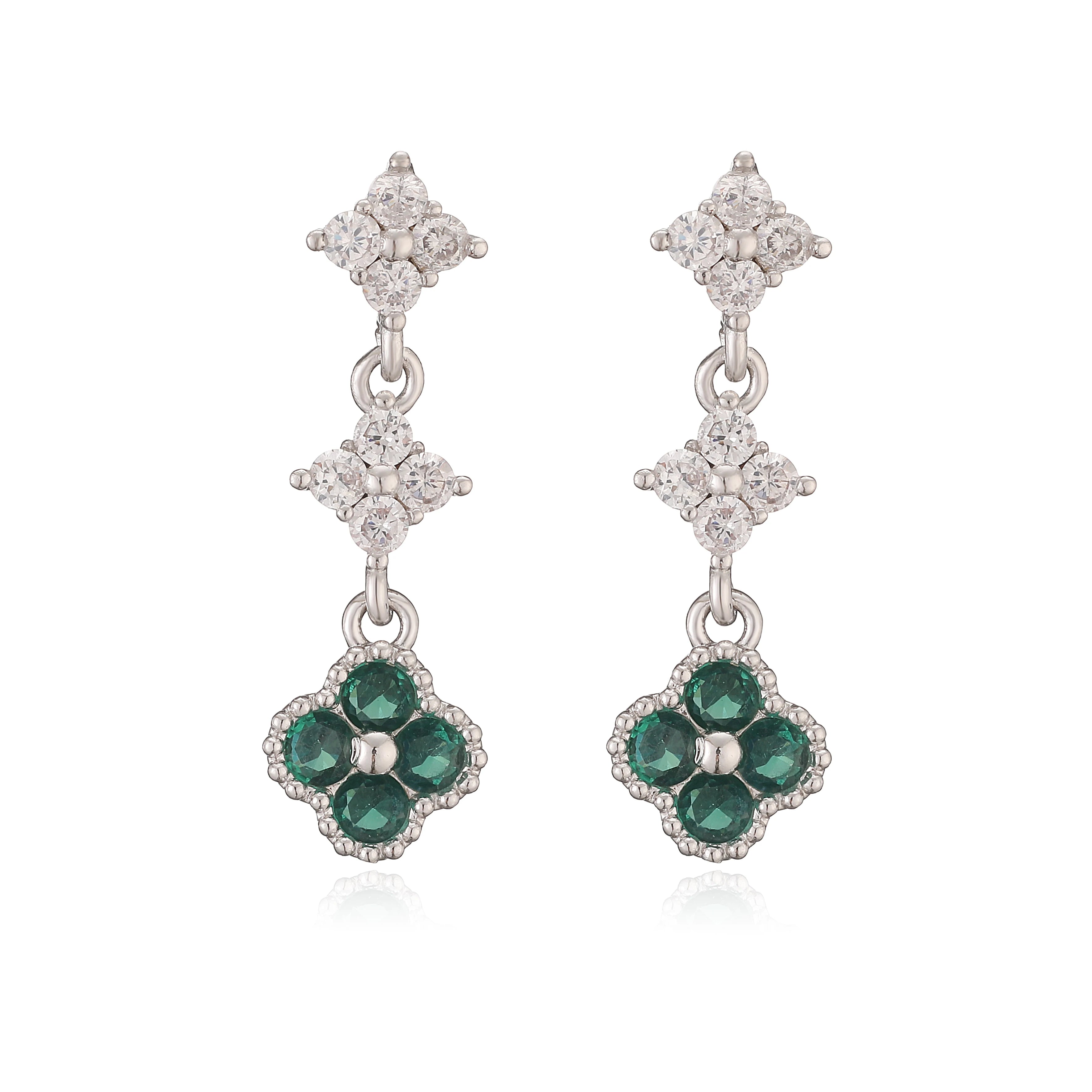 HECHENG,Sparkling Zirconia Stud Earrings Floral Tassel Earrings French Banquet Style lifestyle view
