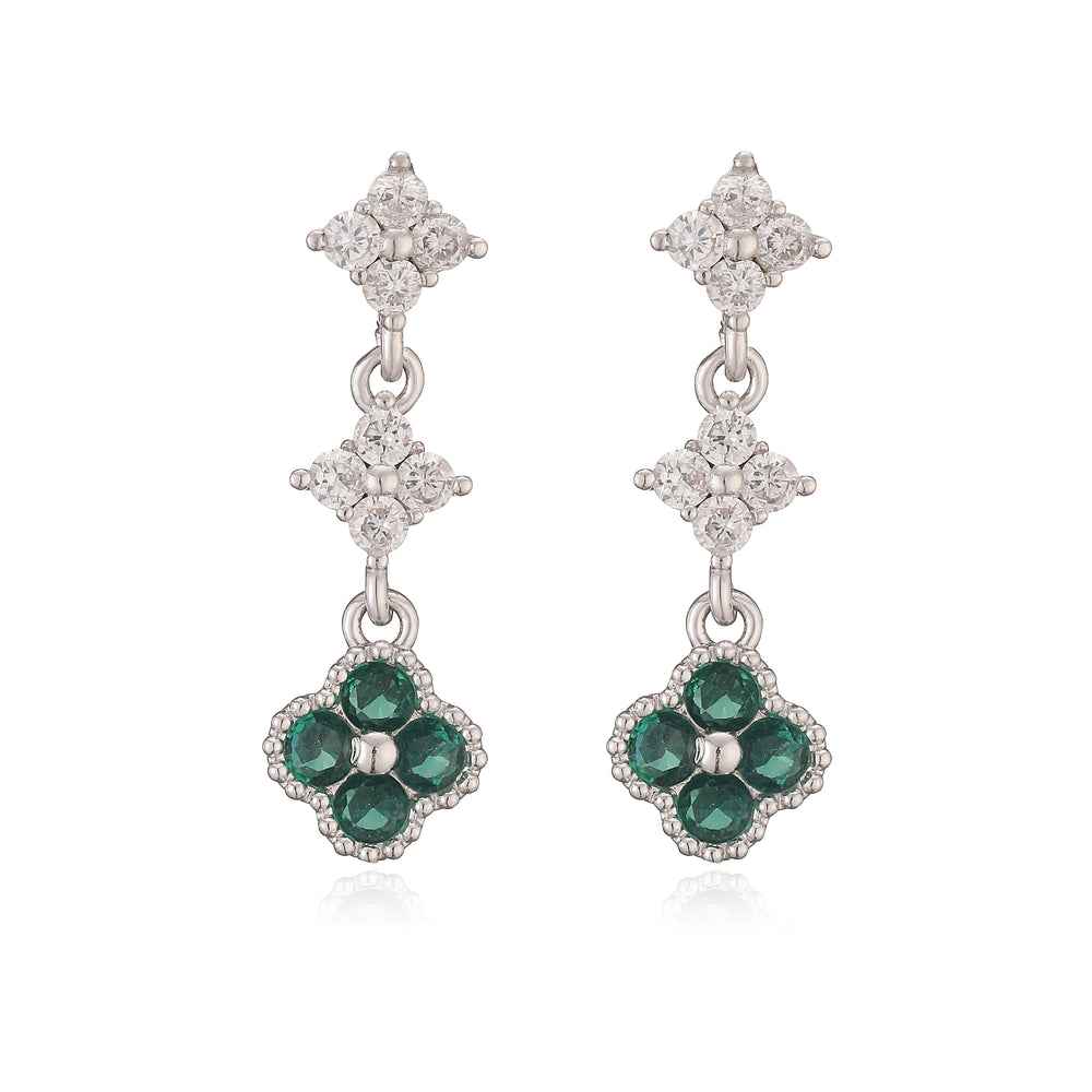 HECHENG,Sparkling Zirconia Stud Earrings Floral Tassel Earrings French Banquet Style lifestyle view