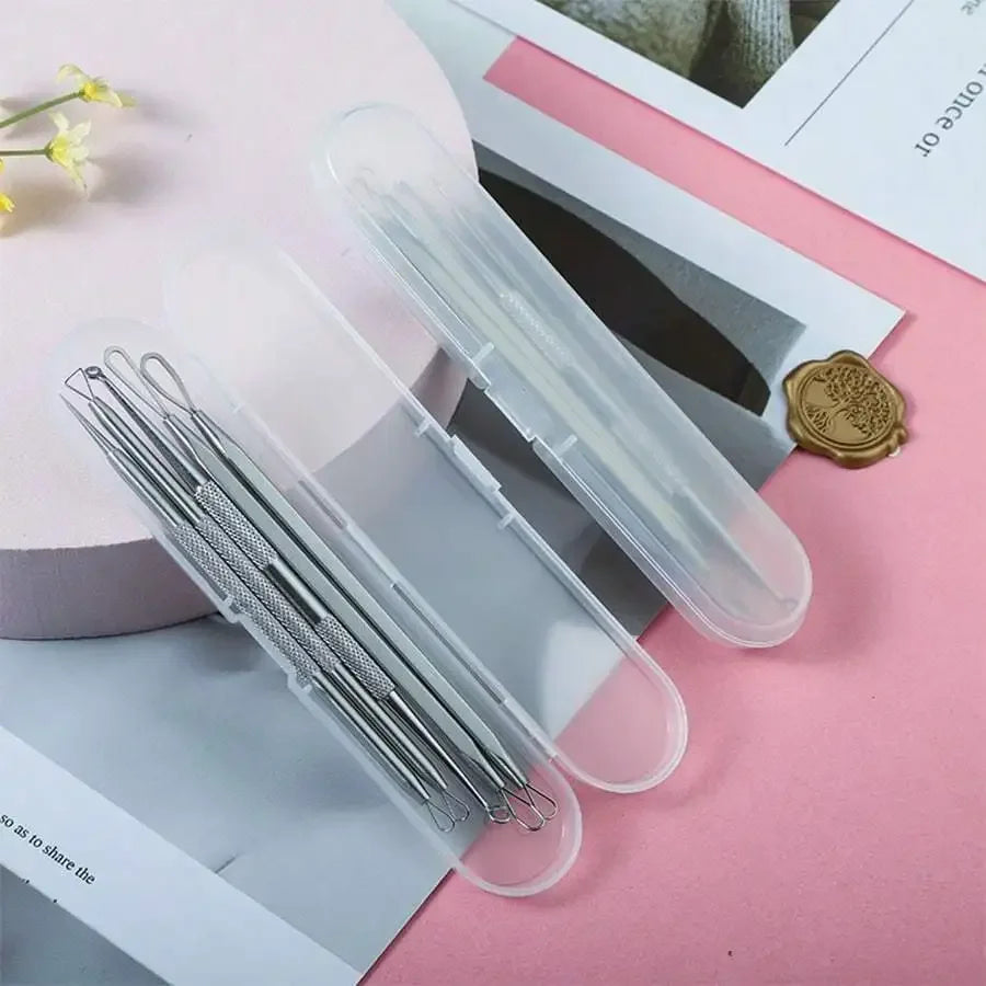 Stainless Steel Blackhead Remover Tool Kit | Professional Facial Cleanser Set with St alternate view