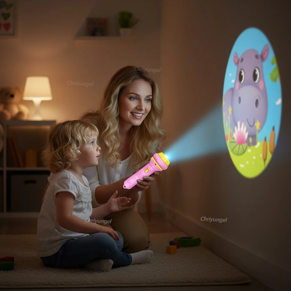 10 Cards Cartoon Projection Flashlight 80 Patterns Creative Children Flashlight Toy P alternate view