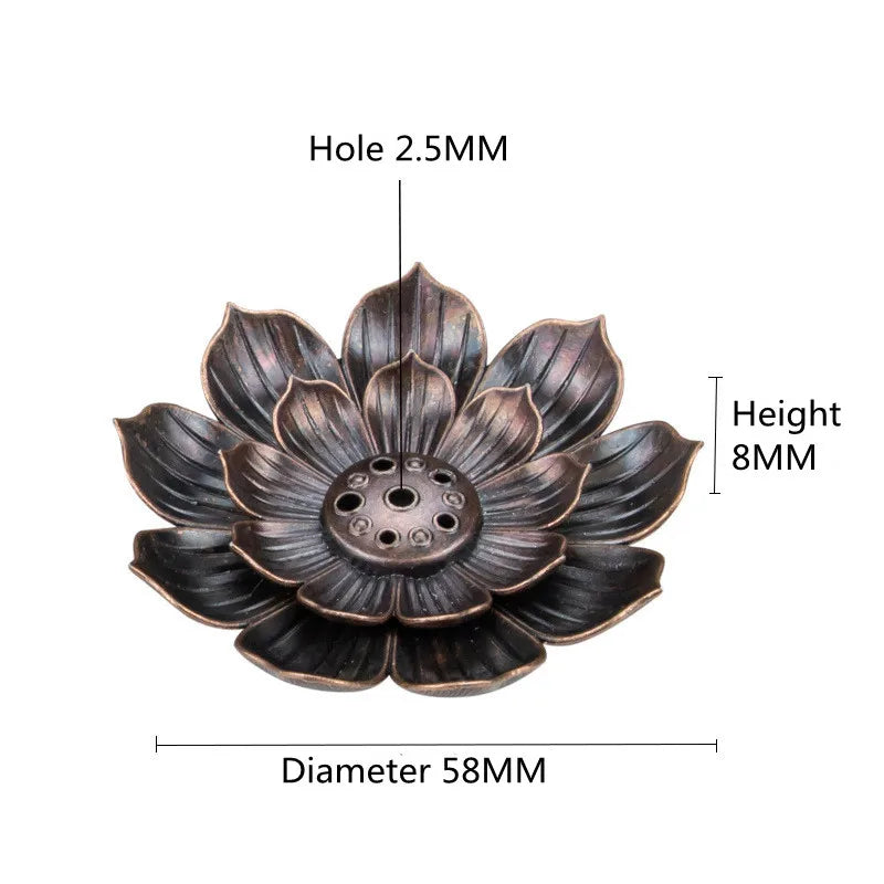Alloy Incense Burner Stick Holder | Lotus Design Incense Plate for Temples and Yoga S lifestyle view