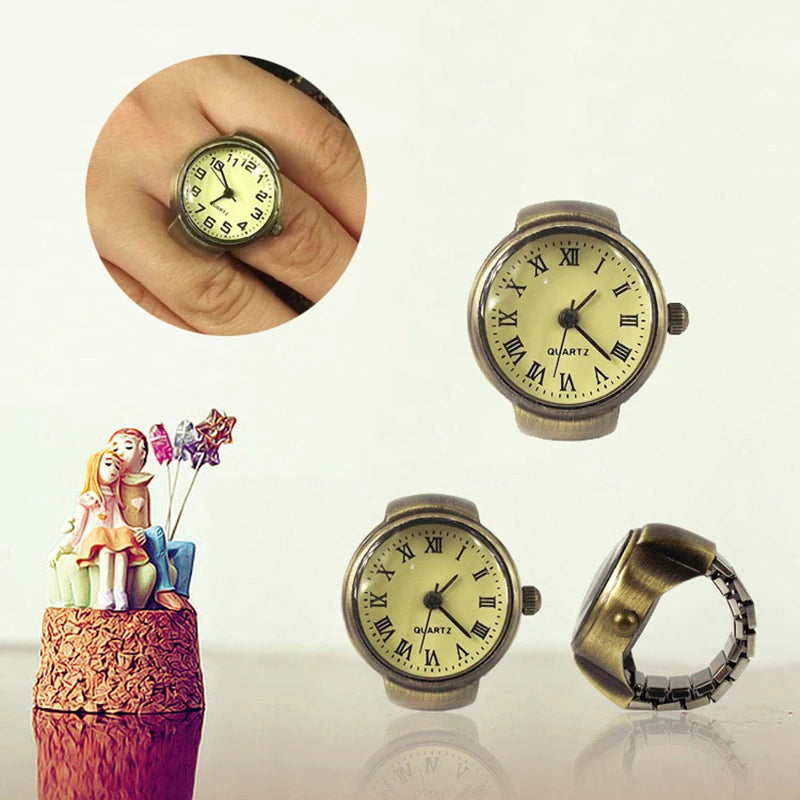 Retro Roman Vintage Punk Finger Watch Ring